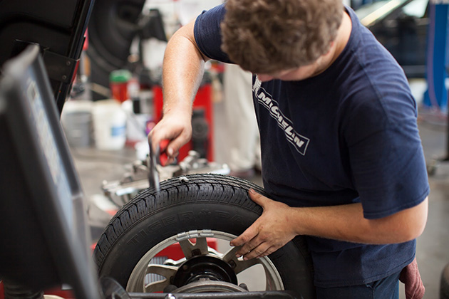 Tire mechanic at work