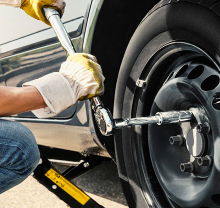 Tire service - fixing a flat tire