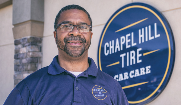 Peter Rozzell, manager at Chapel Hill Tire's Cole Park shop