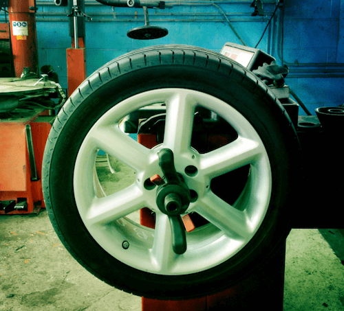 tire balancing at a mechanic