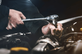 Mechanic repairing an engine