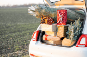 Car filled with presents prepared for holiday travel