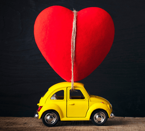 car with a heart on top