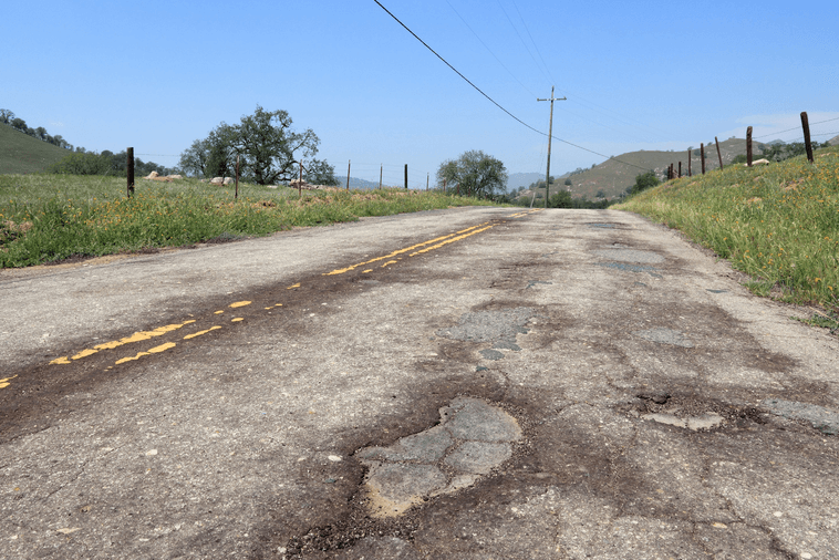 pothole on North Carolina road