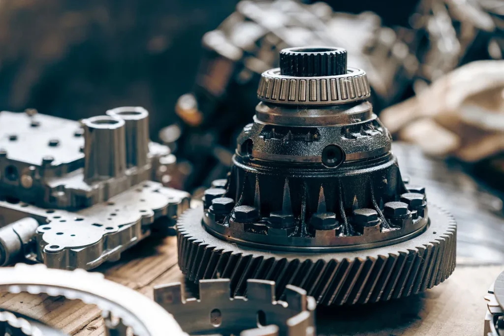 Close-up of automotive differential gear assembly