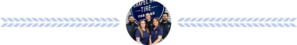 Chapel Hill Tire team portrait in a circular banner